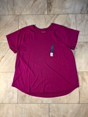 Tek Gear 1X Pink Ribbed Athletic Tee NWT Crew Neck Stretch Shirt